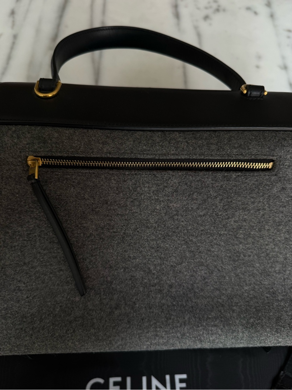 Céline Felt & Smooth Leather Gray and Black Belt Bag - Picture 7 of 8
